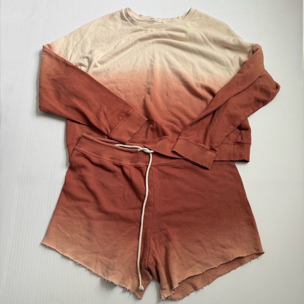 Marine Layer Sunset Ombre Lounge Set Crewneck Sweatshirt Shorts Medium